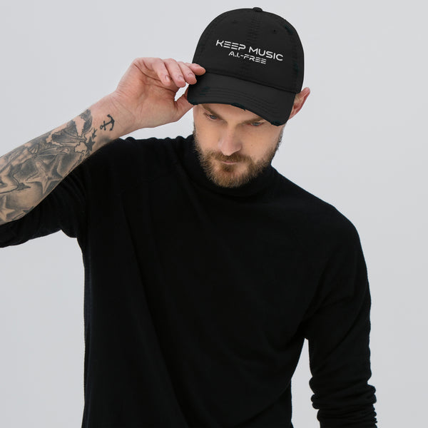 Keep Music A.I.-Free Distressed Hat