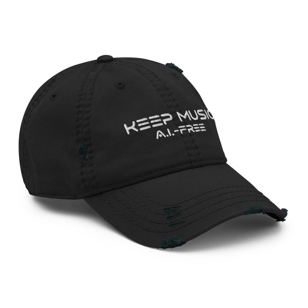 Keep Music A.I.-Free Distressed Hat