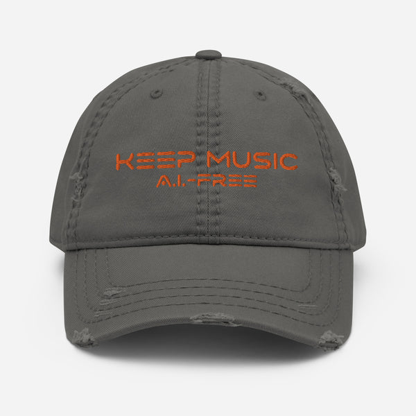 Keep Music A.I.-Free Distressed Hat