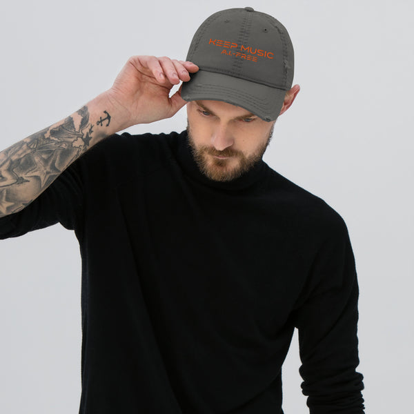 Keep Music A.I.-Free Distressed Hat