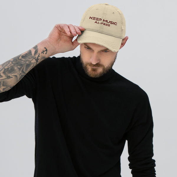 Keep Music A.I.-Free Distressed Hat