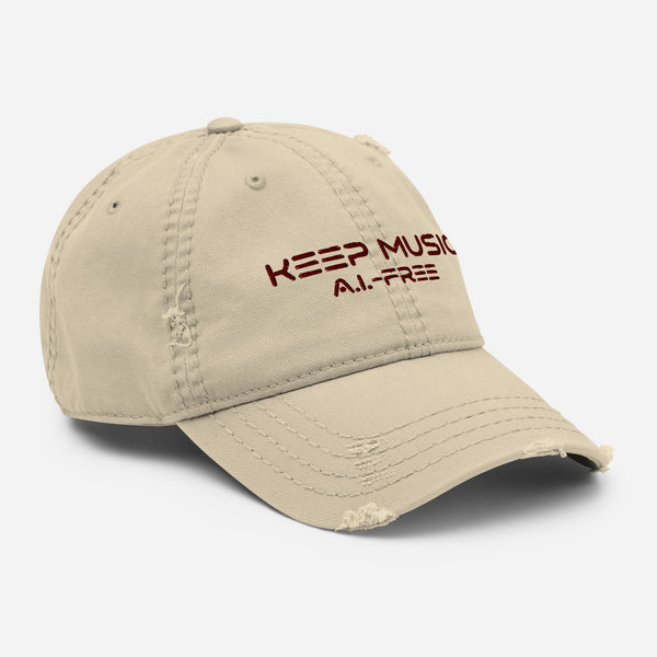 Keep Music A.I.-Free Distressed Hat