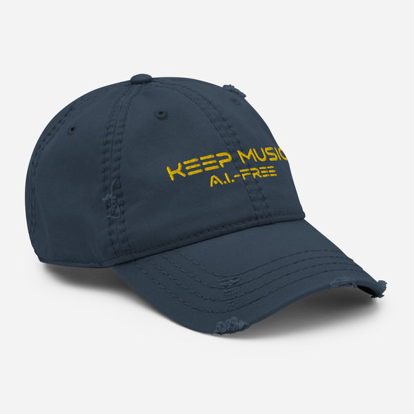 Keep Music A.I.-Free Distressed Hat